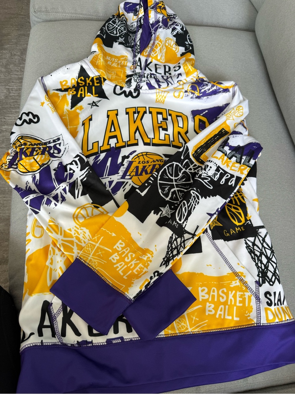 Los Angeles Lakers Pullover Hoodie - White, Purple & Yellow - kids medium. NBA
